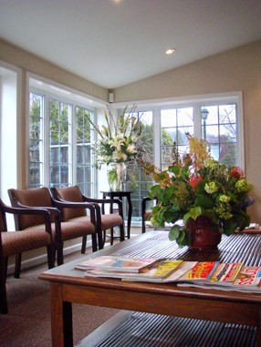 Lobby with Flower Bouquet and Chairs in Staten Island Plastic Surgery Practice