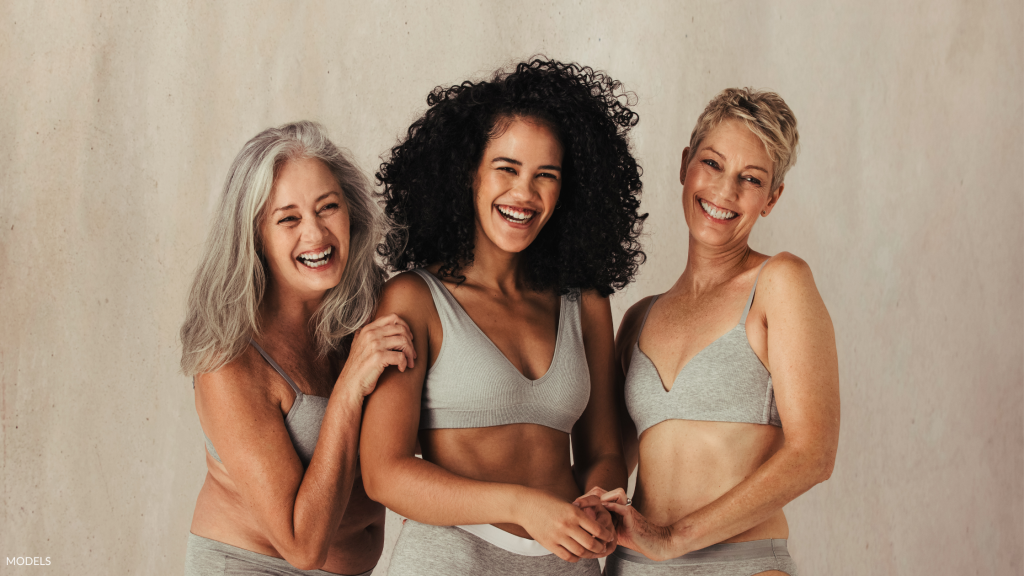 A group of women with different body types in bra (model)